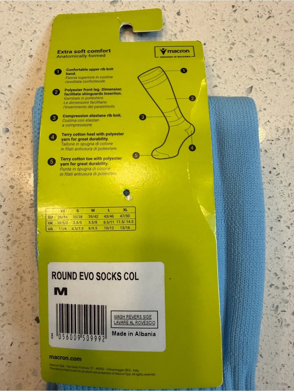 MACRON Light Blue Soccer/Athletic Knee-High Socks